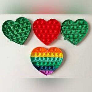 Heart Pop it Fidget Toys for Kids, Stress Relieving Fidget Lot of 4 Multicolor
